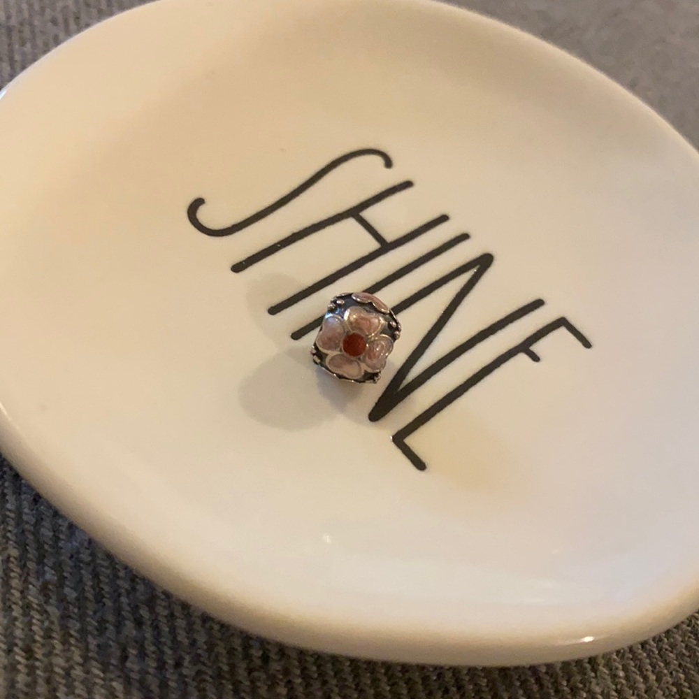 Retired authentic Pandora SS Daisy Enamel Pink/Red Flower charm. NWOT